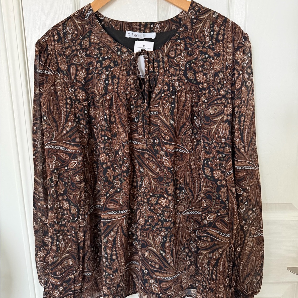 Cleo Women's Elegant Brown Paisley Blouse